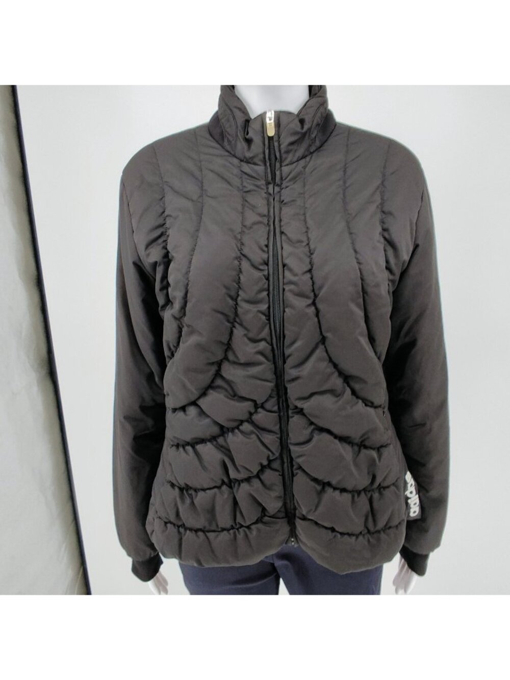 Adidas 2006 Womens Quilted Black Synthetic Fill Zip-Up Puffer Jacket (M) *Flawed